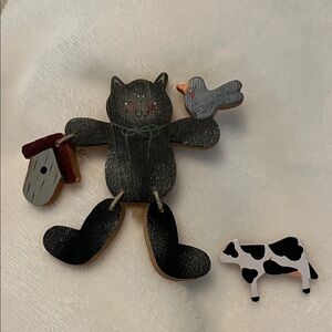Folk Art Cat Cow Brooch bundle